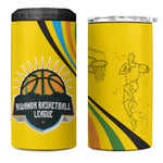 Rwanda 4 in 1 Can Cooler Tumbler with Basketball League Court Hoop Yellow Wave Spirit