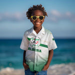 Algeria Soccer Kid Hawaiian Shirt with Desert Warriors Text and National Flag Design