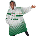Algeria Soccer Kid Wearable Blanket Hoodie with Desert Warriors Text and National Flag Design
