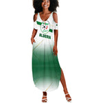 Algeria Soccer Summer Maxi Dress with Desert Warriors Text and National Flag Design