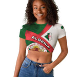 Algeria Raglan Cropped T shirt with National Emblem and Map Design