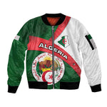 Algeria Sleeve Zip Bomber Jacket with National Emblem and Map Design