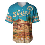Sahara Algeria Baseball Jersey with Desert Camel Landscape and Islamic Motif Design