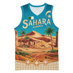 Sahara Algeria Basketball Jersey with Desert Camel Landscape and Islamic Motif Design - African Pride