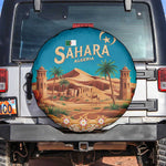 Sahara Algeria Spare Tire Cover with Desert Camel Landscape and Islamic Motif Design