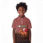 Morocco Christmas Kid Polo Shirt Santa Claus Camel Caravan Desert Scene - African Pride