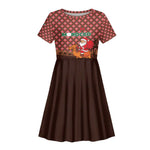 Morocco Christmas Kid Short Sleeve Dress Santa Claus Camel Caravan Desert Scene - African Pride