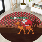 Morocco Christmas Round Carpet Santa Claus Camel Caravan Desert Scene - African Pride