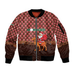 Morocco Christmas Sleeve Zip Bomber Jacket Santa Claus Camel Caravan Desert Scene - African Pride
