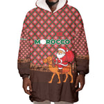 Morocco Christmas Wearable Blanket Hoodie Santa Claus Camel Caravan Desert Scene - African Pride