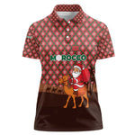 Morocco Christmas Women Polo Shirt Santa Claus Camel Caravan Desert Scene - African Pride