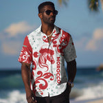 Morocco Christmas Hawaiian Shirt Red Horse Santa Hat Arabesque Pattern a - African Pride