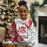 Morocco Christmas Kid Ugly Christmas Sweater Red Horse Santa Hat Arabesque Pattern a - African Pride