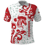 Morocco Christmas Polo Shirt Red Horse Santa Hat Arabesque Pattern a - African Pride