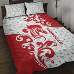 Morocco Christmas Quilt Bed Set Red Horse Santa Hat Arabesque Pattern a - African Pride