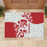 Morocco Christmas Rubber Doormat Red Horse Santa Hat Arabesque Pattern a - African Pride