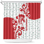 Morocco Christmas Shower Curtain Red Horse Santa Hat Arabesque Pattern a - African Pride