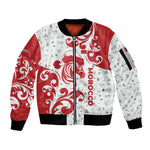 Morocco Christmas Sleeve Zip Bomber Jacket Red Horse Santa Hat Arabesque Pattern a - African Pride