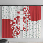 Morocco Christmas Window Curtain Red Horse Santa Hat Arabesque Pattern a - African Pride