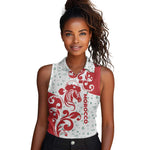 Morocco Christmas Women Sleeveless Polo Shirt Red Horse Santa Hat Arabesque Pattern a - African Pride