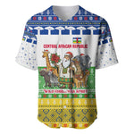 Central African Republic Christmas Baseball Jersey Santa and Safari Animals Baobab Trees Snowflakes - African Pride