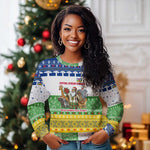 Central African Republic Christmas Ugly Christmas Sweater Santa and Safari Animals Baobab Trees Snowflakes - African Pride