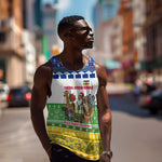 Central African Republic Christmas Men Tank Top Santa and Safari Animals Baobab Trees Snowflakes - African Pride