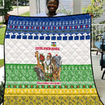 Central African Republic Christmas Quilt Santa and Safari Animals Baobab Trees Snowflakes - African Pride