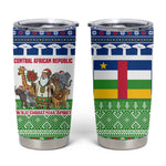 Central African Republic Christmas Tumbler Cup Santa and Safari Animals Baobab Trees Snowflakes - African Pride