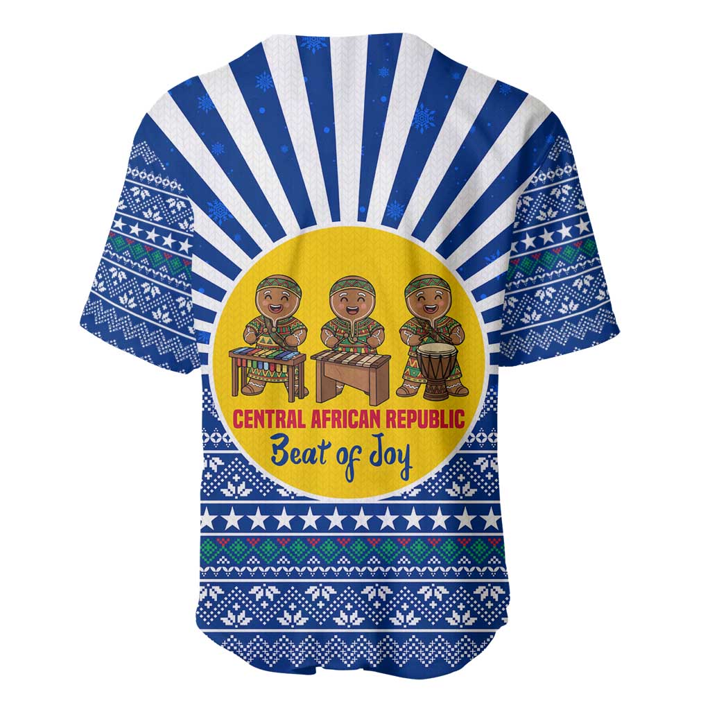 Central African Republic Christmas Baseball Jersey Drumming Beat of Joy Tribal Pattern and Snowflakes - African Pride
