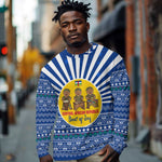 Central African Republic Christmas Long Sleeve Shirt Drumming Beat of Joy Tribal Pattern and Snowflakes - African Pride