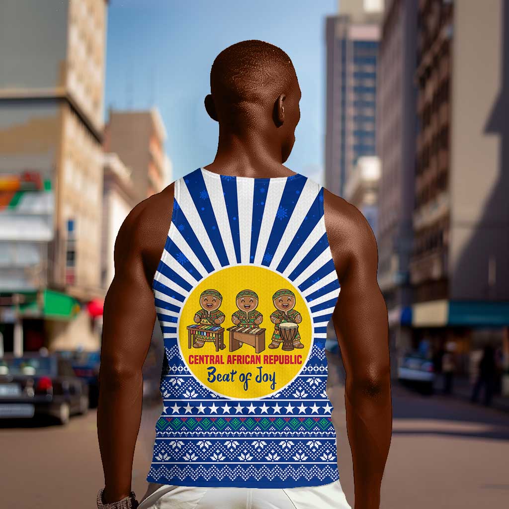 Central African Republic Christmas Men Tank Top Drumming Beat of Joy Tribal Pattern and Snowflakes - African Pride