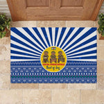 Central African Republic Christmas Rubber Doormat Drumming Beat of Joy Tribal Pattern and Snowflakes - African Pride