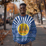 Central African Republic Christmas Sweatshirt Drumming Beat of Joy Tribal Pattern and Snowflakes - African Pride