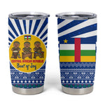 Central African Republic Christmas Tumbler Cup Drumming Beat of Joy Tribal Pattern and Snowflakes - African Pride