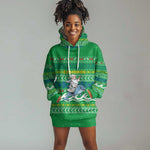 Comoros Christmas Hoodie Dress Santa Riding Dolphin Ocean Waves Crescent Moon - African Pride