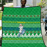 Comoros Christmas Quilt Santa Riding Dolphin Ocean Waves Crescent Moon - African Pride