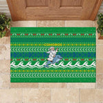 Comoros Christmas Rubber Doormat Santa Riding Dolphin Ocean Waves Crescent Moon - African Pride