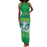 Comoros Christmas Tank Maxi Dress Santa Riding Dolphin Ocean Waves Crescent Moon - African Pride