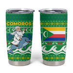 Comoros Christmas Tumbler Cup Santa Riding Dolphin Ocean Waves Crescent Moon - African Pride