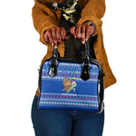 Comoros Christmas Shoulder Handbag Santa Turtle Gifts Snowflakes and Ocean Blue - African Pride