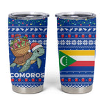 Comoros Christmas Tumbler Cup Santa Turtle Gifts Snowflakes and Ocean Blue - African Pride