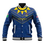 Namibia Yellow Sun Baseball Jacket Sporty Style with Traditional Patterns