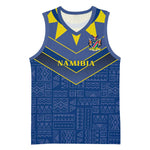 Namibia Yellow Sun Basketball Jersey Sporty Style with Traditional Patterns - African Pride
