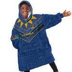 Namibia Yellow Sun Kid Wearable Blanket Hoodie Sporty Style with Traditional Patterns