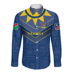 Namibia Yellow Sun Long Sleeve Button Shirt Sporty Style with Traditional Patterns