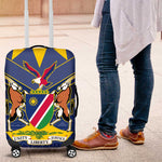 Namibia Yellow Sun Luggage Cover Sporty Style with Traditional Patterns