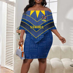 Namibia Yellow Sun Off Shoulder Short Dress Sporty Style with Traditional Patterns