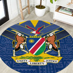 Namibia Yellow Sun Round Carpet Sporty Style with Traditional Patterns