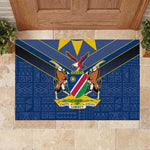 Namibia Yellow Sun Rubber Doormat Sporty Style with Traditional Patterns